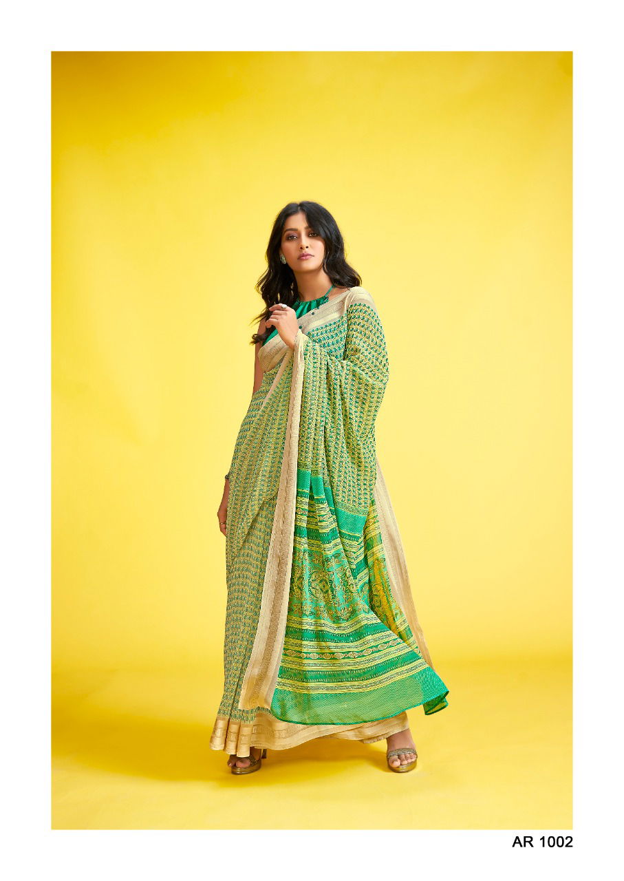 Sr Aarya Casual Wear Weaving Printed Georgette Designer Saree Collection